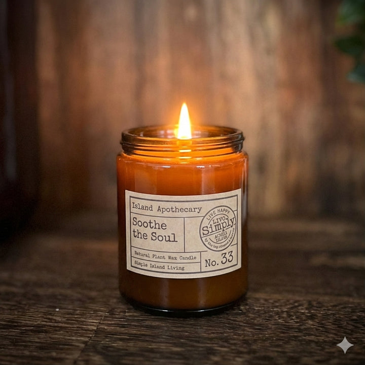 Luxury sustainable Kraft gift box finished with a black ribbon for the Soothe the Soul (No. 33) candle.